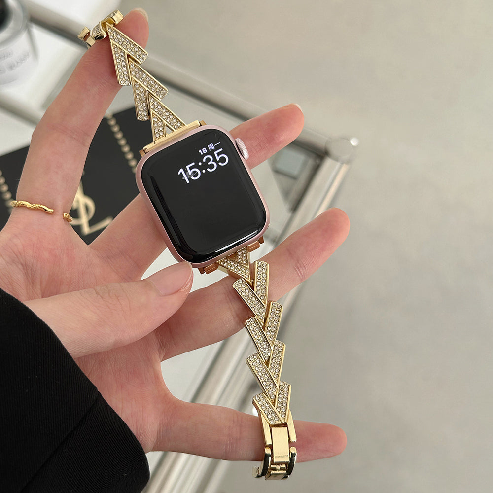 For Apple Watch Series 9 8 7 41mm / 6 5 4 SE (2022) SE (2023) SE 40mm / 3 2 1 38mm Zinc Alloy Watch Band - Black For Apple Watch Series 9 8 7 41mm / 6 5 4 SE (2022) SE (2023) SE 40mm / 3 2 1 38mm Zinc Alloy Watch Band - Black